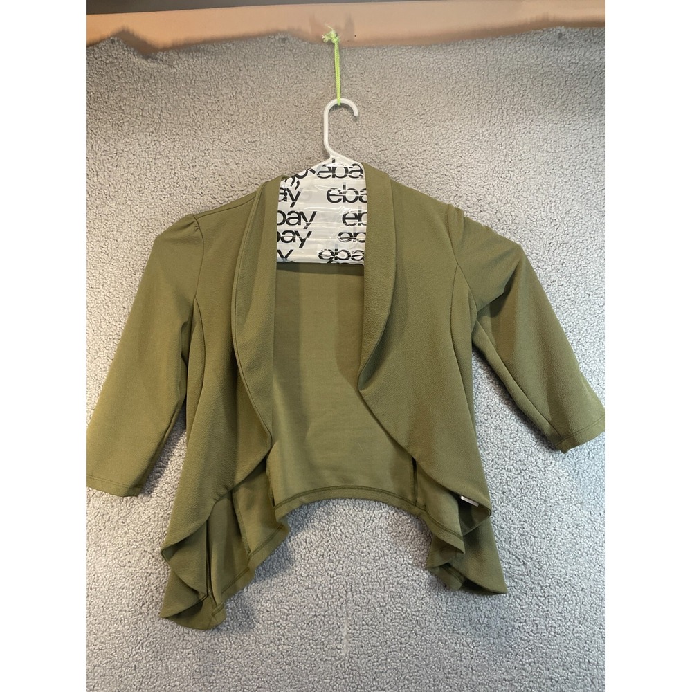 Doublju Womens Green‎ Open Front Shrug Long in Front Shorter in Back  Size XL